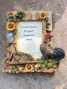 Sunflower & Rooster Decorative Photo Frame - Yellow